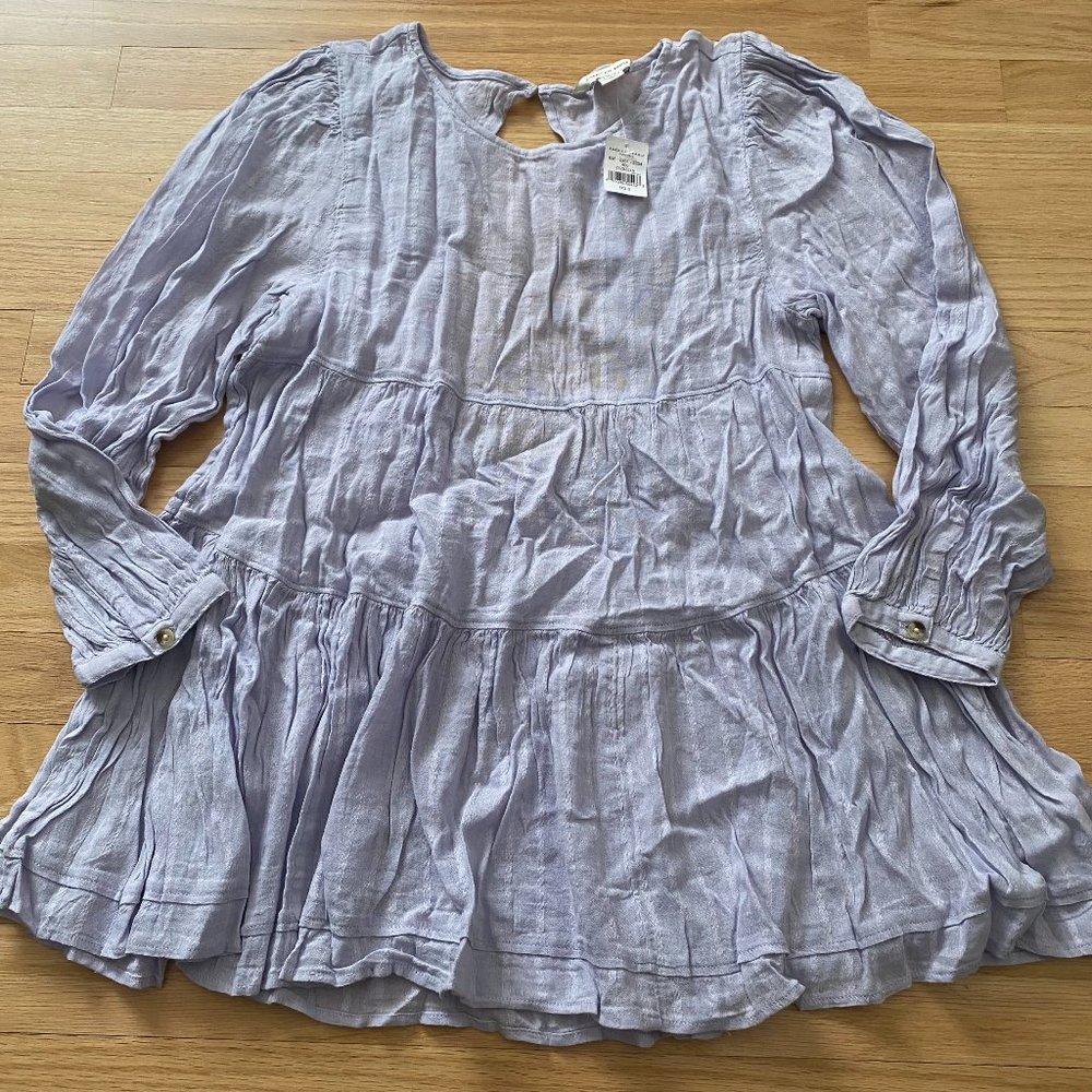 NWT American Eagle Outfitters women's purple boho peasant open back blou…